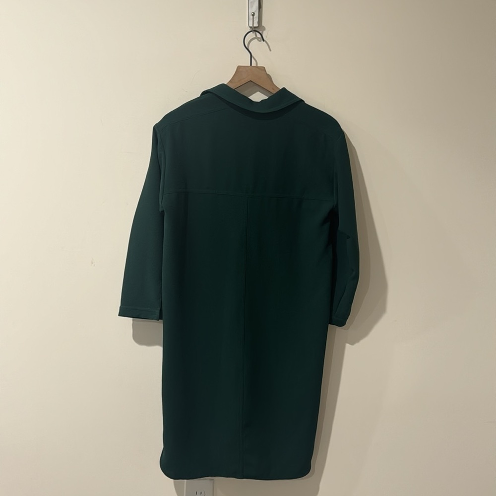 • Madewell • Women’s Moviehouse Shirtdress Hunter green Textured 3/4 sleeves Med - Picture 5 of 5